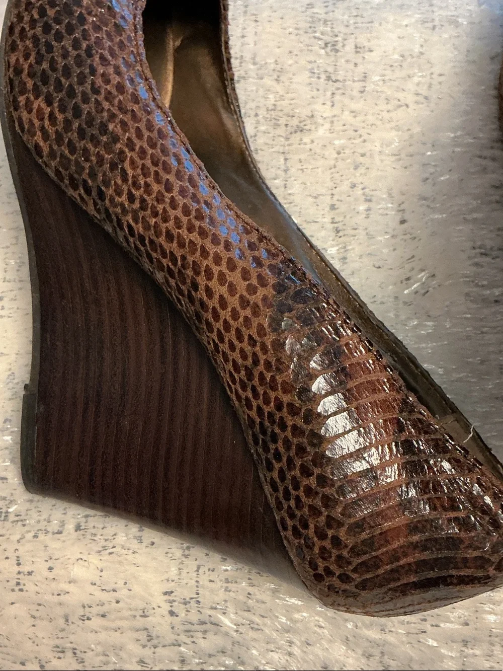 Max Studio Brown Snakeskin Pointed-Toe Pumps